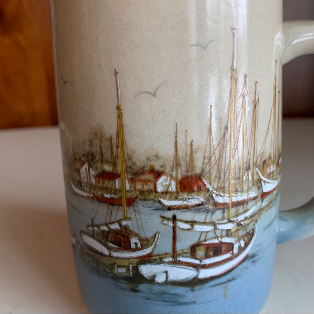 Vintage Otagiri Japan Sail Boats Harbor Sea Gulls Nautical Coffee Mug 4” - Picture 4 of 7